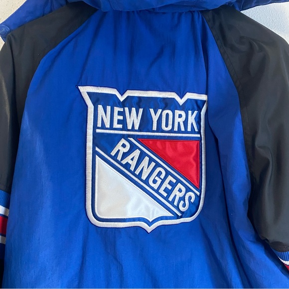 Vintage Starter New York Rangers 1/2 Zip Embroidered Jacket Large Hooded Hood L - Picture 9 of 10